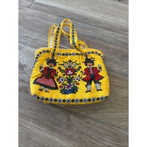 Vintage‎ Cotton DAISY Dutch Girl Mini Purse Handbag Yellow